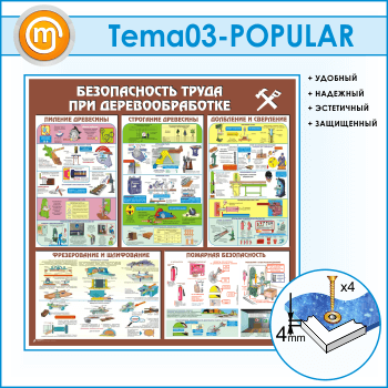 Стенд «Безопасность труда при деревообработке» (TM-03-POPULAR)
