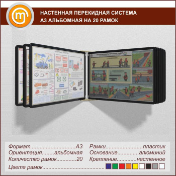 Настенная перекидная система А3 на 20 рамок альбомная
