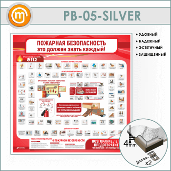 Стенд «Пожарная безопасность. Это должен знать каждый» (PB-05-SILVER)