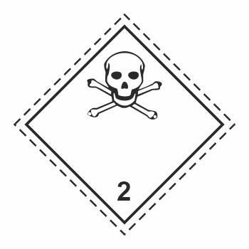 Знак перевозки опасных грузов «Класс 2.3. Токсичные газы» (светоотражающий металл, 250х250 мм)