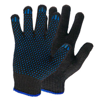 Перчатки Х/Б (5 нитей) черные с ПВХ