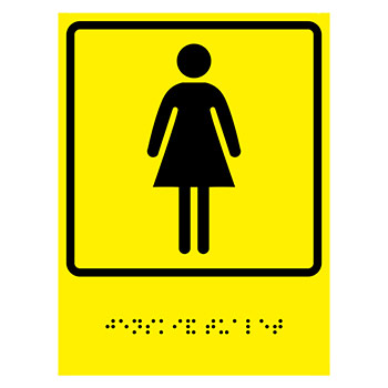 Тактильная пиктограмма «Женский туалет» с азбукой Брайля, ДС69