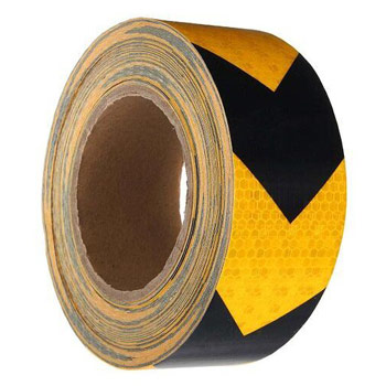 Светоотражающая алмазная лента (тип В, ЧЕРНО-ЖЕЛТАЯ «ёлочка», 50 мм х 50 м)