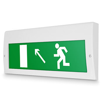 Световое табло «Направление к эвакуационному выходу налево вверх», Молния (220В РИП)