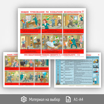 Плакаты «Комплект для офиса: пожарная безопасность, электробезопасность, гражданская оборона» (В-07, 3 листа)