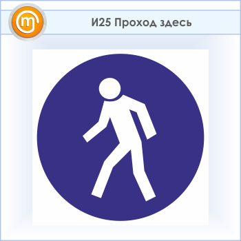 Знак «Проход здесь», И25 (пластик, 300х300 мм)